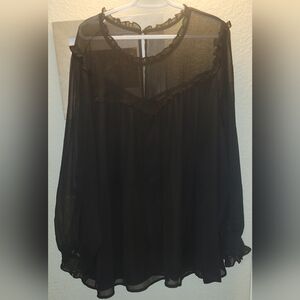 Torrid Crinkle Chiffon Ruffle Blouson‎ Sleeve Blouse Sz 5/5X New With Tags